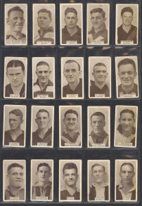 W.D. & H.O. WILLS: 1933 "Footballers", almost complete set (198/200); mixed condition. Also, HOADLEY'S 1938 "Victorian Footballers" in action, part set (35/50); 1935 Hoadley's "League Footballers" (10) & Godfery Phillips (B.D.V. Cigarettes) 1933 "Victorian Footballers" complete set (50). Mixed condition in an album.