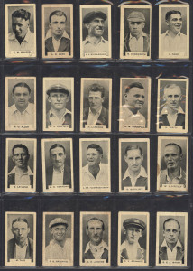 1933 Godfery Phillips "Test Cricketers 1932-33" complete set (38); 1928 Major Drapkin "Australian & English Test Cricketers (11); 1933 Godfrey Phillips "Who's Who in Australian Sport (10); 1933 Carreras "Personality Series (9); plus silks, animals and other subjects. All in an album. Mixed condition.