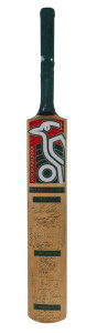 The Australians in the West Indies, 1995, full sized Kookaburra Ridge Back cricket bat signed by both teams (27 autographs) and the four umpires, including David Shepherd.Australia won the 4 Test Series - 2 Won, 1 Lost, 1 Drawn. Mark Taylor was captain and Ian Healy, vice-captain for Australia. For the West Indies, Richie Richardson was captain.