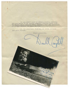 DONALD CAMPBELL: A group comprising a 1956 two-page letter on his personal letterhead regarding the writer's ingenious idea for a new method of attachment for automobile road wheels; two postcards of 'Bluebird K7'; plus large&nbsp;photograph of 'Bluebird K7' w - 2