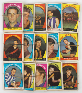 1968 SCANLENS "FOOTBALLERS", Series A: an accumulation which includes: #1 (4), #2 (2), #3 (6), #4 (5), #5 (8), #6 (10), #7 (6), #8 (8), #9 (4), #10 (5), #11 (6), #12 (4), #13 (4), #14 (5), #15 (4), #16 (5), #17 (8), #18 (6), #19 (9), #20 (10), #21 (8), #22 (2), #23 (4), #24 (8), #25 (6), #26 (4), #27 (1), #28 (4), #29 (6), #30 (2), #31 (8), #32 (7), #33 (4), #34 (2), #35 (8), #36 (6), #37 (10), #38 (10), #39 (3), #40 (7), #41 (2), #42 (6), #43 (9) & #44