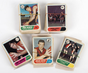 1969 SCANLEN'S "FOOTBALLERS", incomplete set (lacks only #4) + many duplicates, (199). Mixed condition.