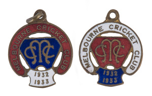 1932-33 MELBOURNE CRICKET CLUB badges, (2) by Bentley; one being the type for Country Members. 