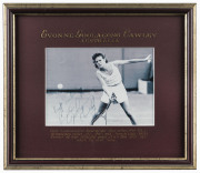 FEMALE TENNIS GREATS: An attractively annotated and framed collection of signed photographs, comprising Evonne Goolagong CAWLEY, Margaret COURT, Steffi GRAF, Billie Jean KING, Chris Evert LLOYD & Martina NAVRATILOVA & Monica SELES. (7 items).