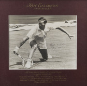 AUSTRALIAN MALE TENNIS GREATS: A group of four superbly annotated and framed signed photographs featuring Rod Laver (with CoA), Roy Emerson (with CoA), Ken Rosewall (with CoA) and John Newcombe (with CoA). Each approx. 40 x 30cm overall. (4 items). - 4