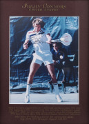 AMERICAN MALE TENNIS GREATS: A group of four superbly annotated and framed signed photographs featuring Don Budge (with CoA), John McEnroe (with CoA), Stan Smith (with CoA) and Jimmy Connors (with CoA). Also, an unsigned framed photo of Arthur Ashe. Each - 4