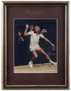 EUROPEAN & ENGLISH MALE TENNIS GREATS: A group of five superbly annotated and framed signed photographs featuring Ivan Lendl (with CoA), Stefan Edberg (with CoA), Boris Becker (with CoA), Bjorn Borg (with CoA) and Fred Perry. Each approx. 40 x 30cm overal - 2
