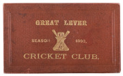 GREAT LEVER: 1892 and 1893 Membership cards, (2). [Great Lever is a suburb of Greater Manchester; the club was part of the Bolton & District Cricket Association.] - 2