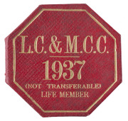 LANCASHIRE COUNTY & MANCHESTER CRICKET CLUB Membership cards for 1935, 1937 & 1941; all endorsed to H.H. Bullough, whose son, John, played for Lancashire between 1914 -19]. The 1937 card is a "LIFE MEMBER" type; the 1941 card with the statement "WAR YEAR - 2