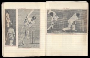 circa 1961 scrap book, with most newspaper and magazine cuttings also signed by the players involved. Many English County cricketers' signatures as well as Test players. Noted David Larter, Keith Andrew, Bob Taylor, Ken Barrington, Doug Padgett, Bill Lawr