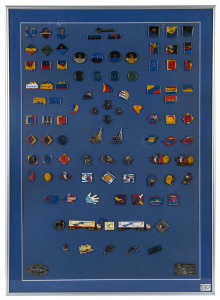 BADGES/PINS: "Sydney 2000 Olympic Games, Complete Commemorative Pin Set 1997", set of 95 Collector Pins, limited edition 449/500, framed & glazed, overall 50x69cm.