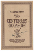 1962 "International Cricket Centenary Occasion" booklet published by The Shell Oil Company to celebrate the centenary of the first visit by an All England cricket team to Australia. A replay of the first International Cricket Match was played at the M.C.G