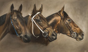 PLACID ARK, VO ROGUE & RUBITON: Barbel Georgi "Placid Ark, Vo Rogue, Rubiton", oil on canvas, signed "GB 88" lower right, framed, overall 131x85cm.