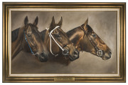 PLACID ARK, VO ROGUE & RUBITON: Barbel Georgi "Placid Ark, Vo Rogue, Rubiton", oil on canvas, signed "GB 88" lower right, framed, overall 131x85cm. - 2