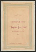 1892 VRC STEEPLECHASE: Leather-bound "Victoria Racing Club, 1892. Autumn Meeting, Official Programme, Steeplechase Day". Together with a dinner menu, "Welcome to Bundoora Park. The 'Brunswick Herd' and 'Bundoora Park Stud' Annual Sale 1878". Fair/Good con - 4