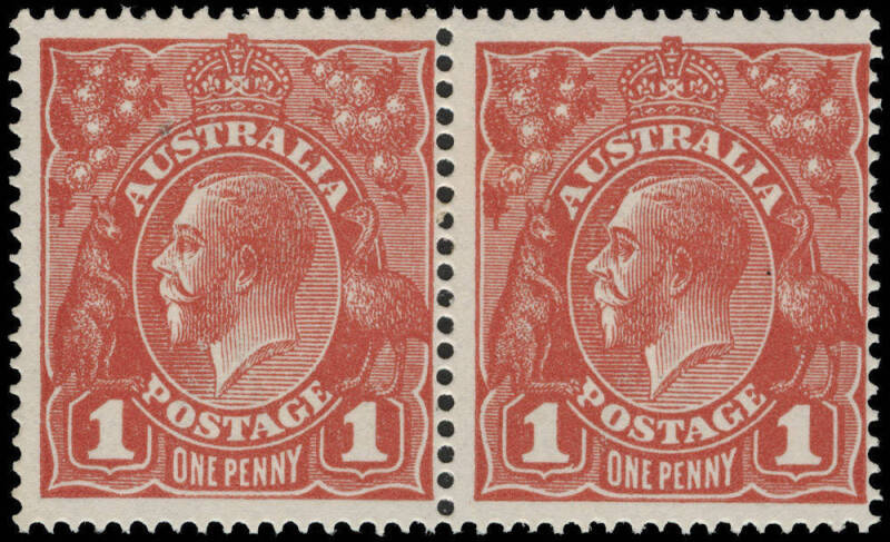 1d Scarlet, Die 1+Die 2 horizontal pair; MLH.