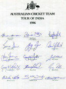 AUSTRALIAN TEAM SHEETS: 1961 Australian Team on Tour (Richie Benaud, Capt., Neil Harvey, Vice Capt.); 1964 Australian Team on Tour (Bob Simpson, Capt., Brian Booth, Vice Capt.); 1968 Australian Team on Tour (Bill Lawry, Capt., Barry Jarman, Vice Capt.); 1