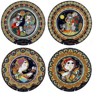 BJORN WIINBLAD Set of four Rosenthal Studio-Linie Christmas plates