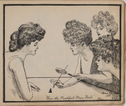 An Edwardian autograph sketchbook featuring numerous ink sketches, watercolours and cartoons including Gus Dirks and Hal Waugh. - 2