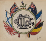 An Edwardian autograph sketchbook featuring numerous ink sketches, watercolours and cartoons including Gus Dirks and Hal Waugh. - 3