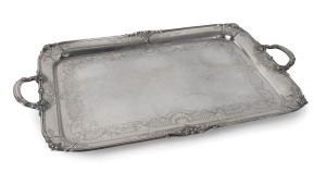An impressive English sterling silver serving tray by Gerrard & Co. Ltd. Birmingham, 1961,