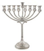 An Israeli silver Charnnukah Menorah by Hazorfim, 20th century, stamped "925, HAZORFIM"