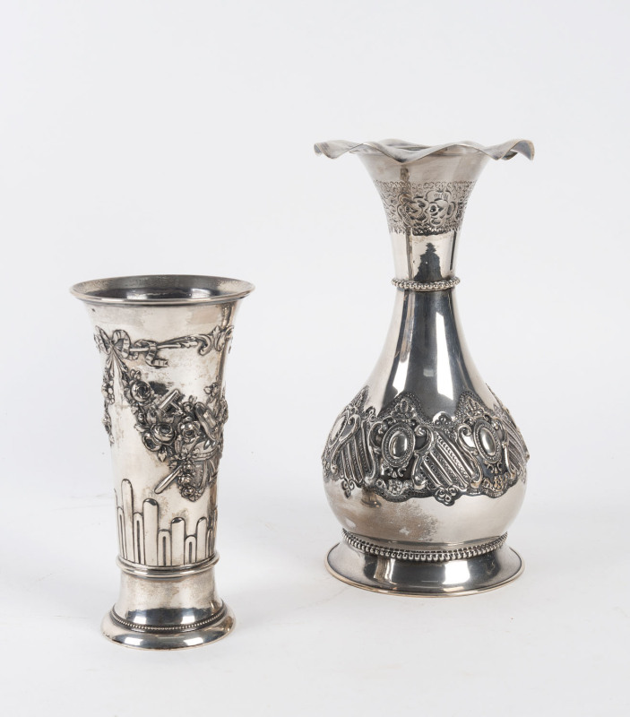 Two silver vases, Israeli and Continental, 20th century,