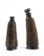 Two Chinese snuff bottles, carved horn, 19th/20th century