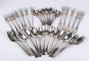 Collection of English sterling silver and Continental silver flat ware, 18th and 19th century