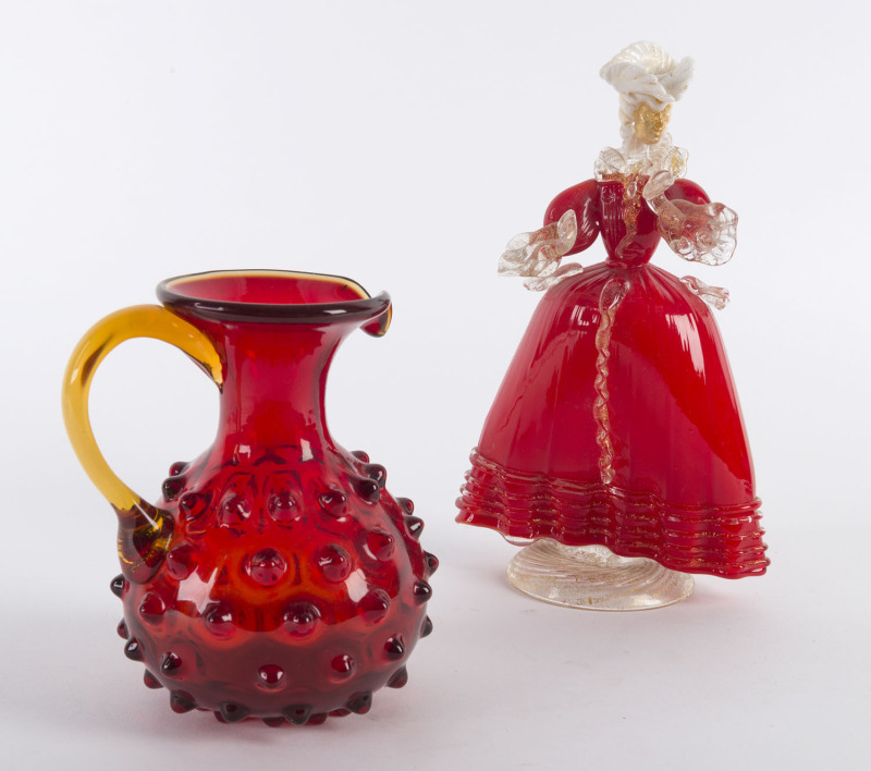 A Murano glass figurine and jug, 20th century,