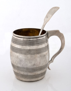 A Georgian sterling silver tankard made in London, 1803; together with a Scottish sterling silver ladle, Edinburgh,1830,
