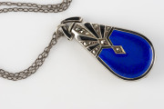 ARGENT DORE Art Deco Continental silver and enamel pendant watch on chain, circa 1925, - 2