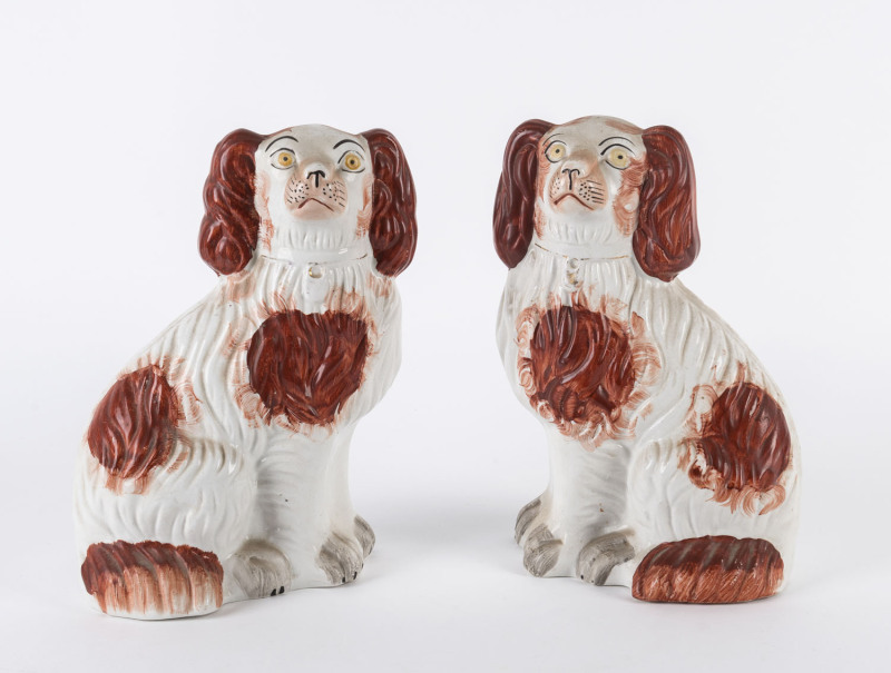 A pair of Staffordshire porcelain dogs, mid 19th century,