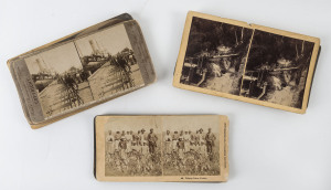 STEREOVIEWS: Boer War including the Victorian Contingent (7), U.S.A. including cotton pickers and Indian canoes (10), plus mining (2)