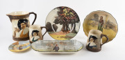 Four Royal Doulton series ware plates and dishes together with a Falcon ware&nbsp;jug and 2 tankards, circa 1930s