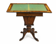 A sewing table, inlaid walnut, English, late 19th century, - 2