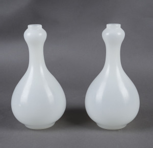 A pair of Peking glass opaque white vases, early 20th century,