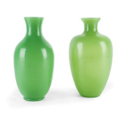 Two Peking glass apple green coloured vases, early 20th century,