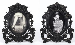 A rare pair of vulcanite picture frames, 19th century,