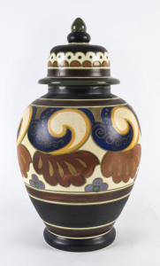 GOUDA Pottery lidded vase, Dutch, early to mid 20th century,