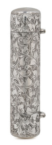 A sterling silver double ended scent bottle with vinaigrette end by Hilliard and Thomason, Birmingham, circa 1895,