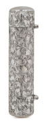 A sterling silver double ended scent bottle with vinaigrette end by Hilliard and Thomason, Birmingham, circa 1895,