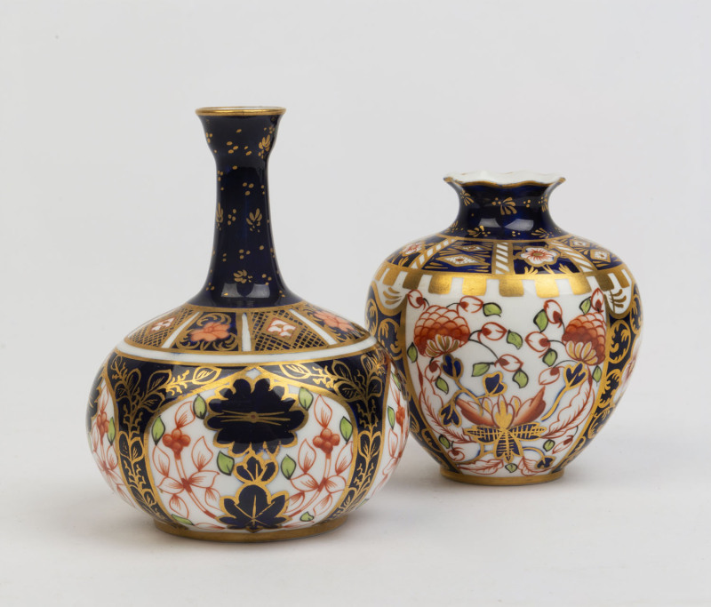 Two Royal Crown Derby Imari miniature vases, circa 1900,