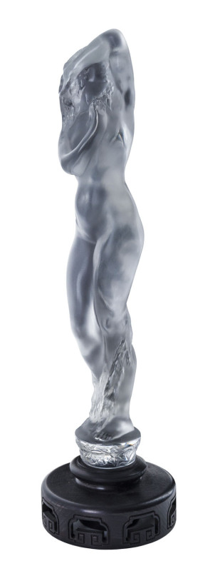 LALIQUE Grande Nue Socle Lierre frosted glass statuette on wooden base, designed in 1919,signed "Lalique, France",