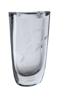 A Scandinavian art glass vase with wheel cut flying geese, circa 1950s,
