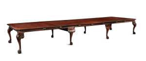 GILLOWS of LANCASTER (attributed) 24 seat Banquet Table, carved mahogany in the Chippendale style, circa 1890, originally commissioned by Sir ROBERT LUCAS-TOOTH this table is believed to have been part of the original furnishings for his Sydney mansion "SWIFTS" in Darling point, which at the time had a ballroom larger than that of Government House. The House and table were sold in 1915 to EDMUND RESCH where he lived until his death in 1923. Eventually, it came into the possession of the Moran He