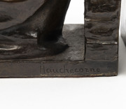 GASTON HAUCHECORNE (1880-1945), Un Couple De Personnages Asiatiques Assis. cast bronze bookends, signed "Hauchecorne" with Susse Freres foundry mark Paris - 2