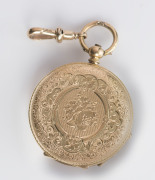 An 18ct yellow gold cased ladies pocket watch with coloured dial, 19th century, - 2