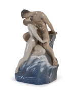 Royal Copenhagen 'Wave and Rock' figure group, after modeled by Theodor Lundberg (1852-1926), as Prometheus upon the Rocks, 20th century, 