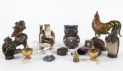 Group of miniature ornaments, Chinese cloisonne ornaments, Swarovski Crystal, pill boxes, thimble etc,&nbsp;